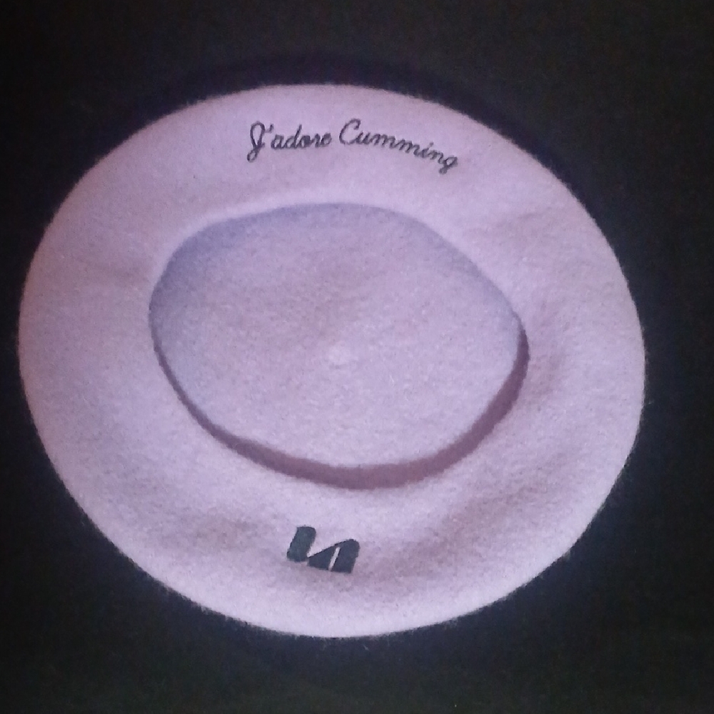 Lavender Beret with Embroidered Text